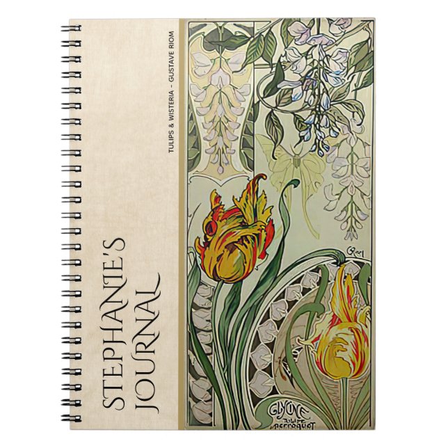 Cuaderno botánico floral de estilo Art Nouveau vin (Frente)