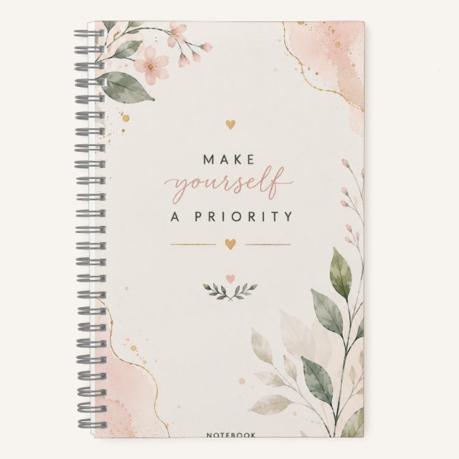 Cuaderno Botánico Floral Hazte una Prioridad (Anverso)