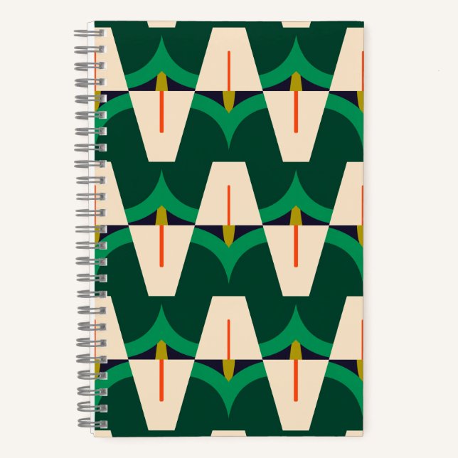 Cuaderno Botánico Geométrico Moderno Emerald Arc (Anverso)