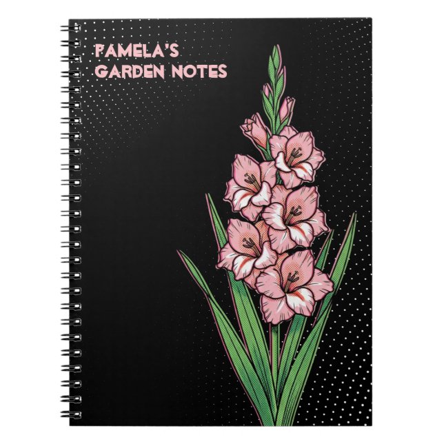 Cuaderno Botánico Gladiolo Arte Pop Espada de Neón (Frente)