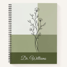 Cuaderno Botánico minimalista moderno de olivo verde de mod
