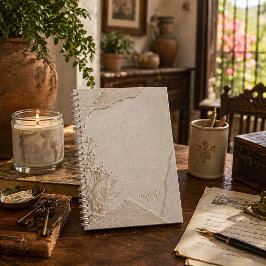 Cuaderno Botánico Neutral de Papel Roto de Lino Minimalista