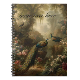 Cuaderno Botánico: personalizable de tres pavos reales