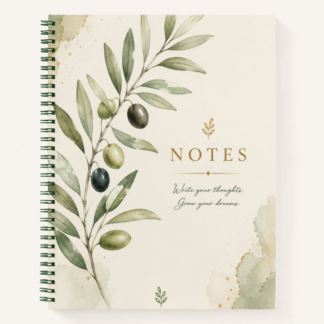 Cuaderno Botánico Rama de Olivo Elegante | Minimal (Anverso)