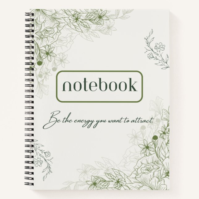 Cuaderno botánico verde simple (Anverso)