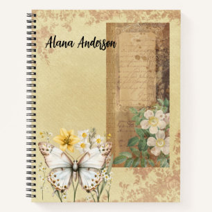 Cuaderno Botánico Vintage Mariposa y Floral