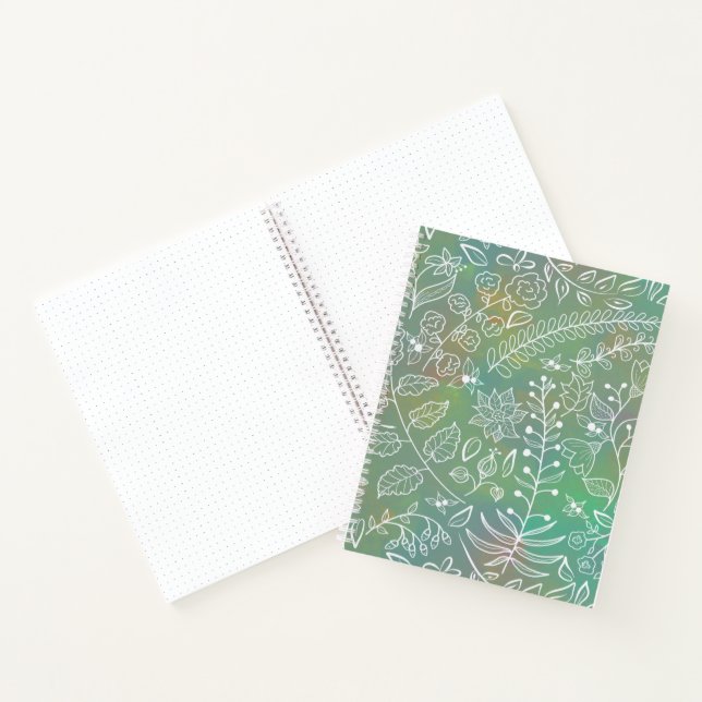 Cuaderno Botánicos de Batik de Mint Green Boho Hermoso (Interior)