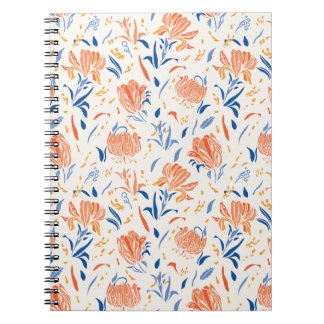 Cuaderno Botany linocut barroco: fondo floral sin costuras