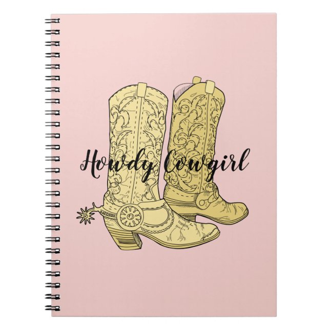 Cuaderno Botas de vaquera amarillas rosadas (Frente)