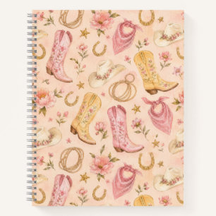 Cuaderno Botas de vaquera de Nashville rosadas acuarela