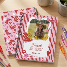 Cuaderno Botas de Vaquera Rosadas Personalizadas con Foto y