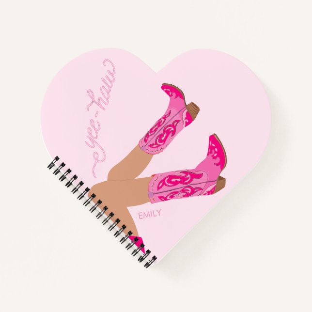 Cuaderno Botas de vaquera Yee-Haw con nombre personalizado  (Anverso)