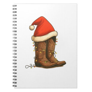 Cuaderno Botas de vaquero Navidad sombrero de Santa occiden