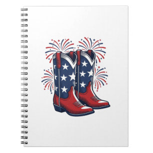 Cuaderno Botas de vaquero patrióticas Diseño de camisa occi