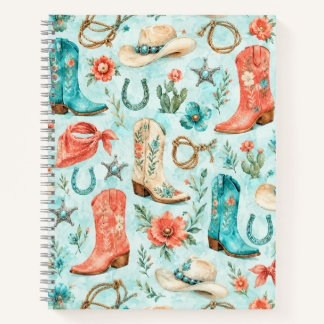 Cuaderno Botas Vaqueras de Nashville Turquesa Acuarela