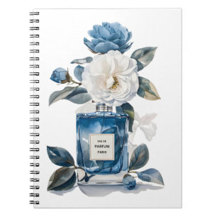 Cuaderno Botella azul perfume Watercolor Floral