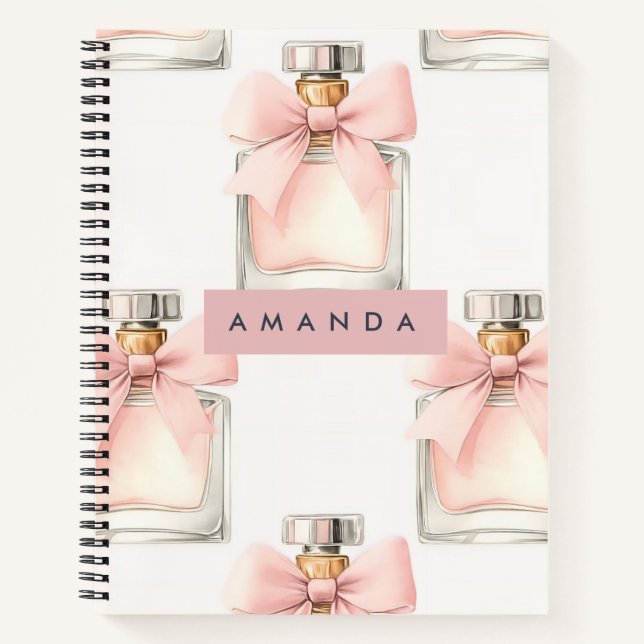 Cuaderno Botella de perfume de rubor personalizada con patr (Anverso)