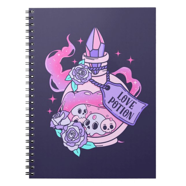 Cuaderno Botella de Poción de Amor Cute Rosa Halloween Poti (Frente)