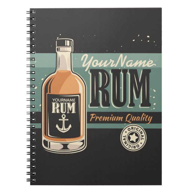 Cuaderno Botella de ron personalizada para marinero Señal r (Frente)