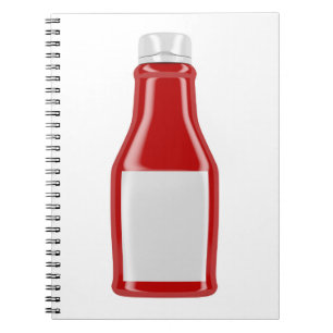 Cuaderno Botella de salsa de tomate con la etiqueta en