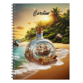 Cuaderno Botella única y asombrosa con barco