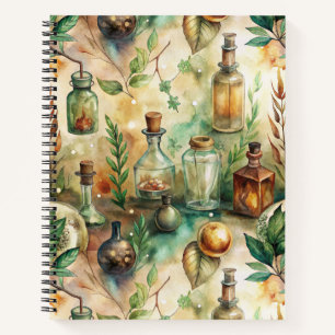 Cuaderno Botellas de Alquimia Vintage Botánico Verde