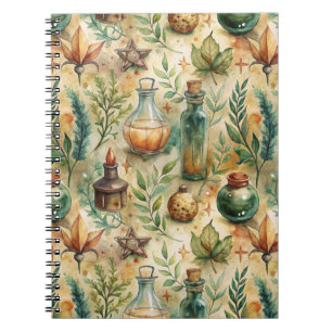 Cuaderno Botellas de Brujería Mística Verde Marrón