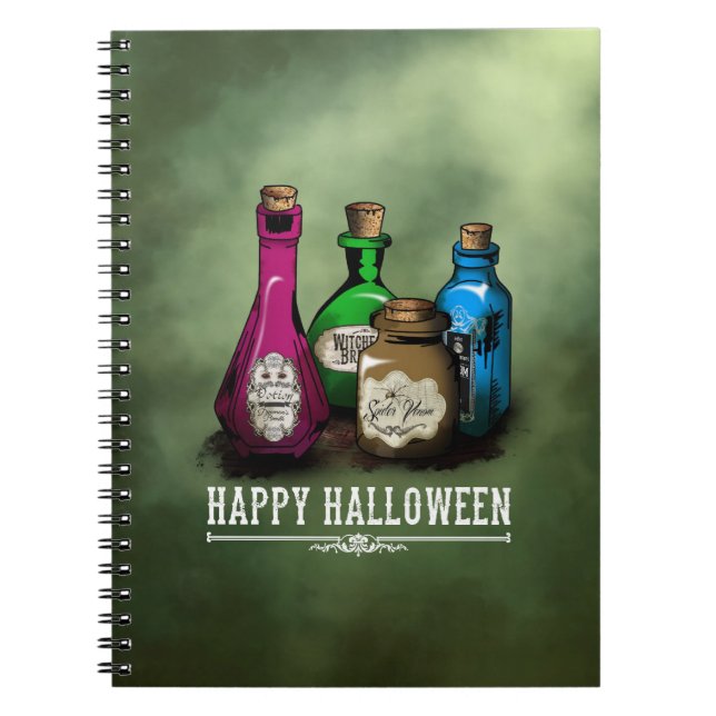 Cuaderno Botellas de pociones de bruja (Frente)