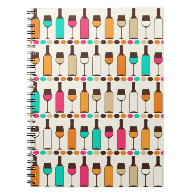 Cuaderno Botellas de vino y vasos retro (Frente)