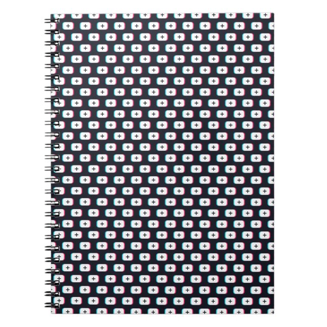 Cuaderno Botón de aplicación TikTok. Diseño de patrones - V (Frente)