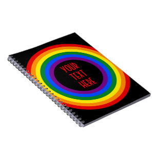Cuaderno BOTÓN DE BANDERA DE ARCOÍRIS + tu signo o texto