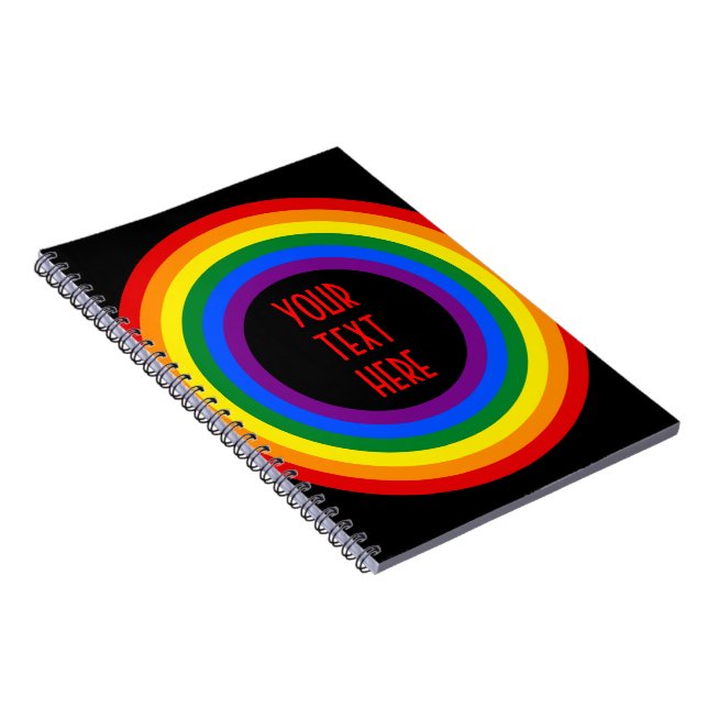 Cuaderno BOTÓN DE BANDERA DE ARCOÍRIS + tu signo o texto (Lado Derecho)