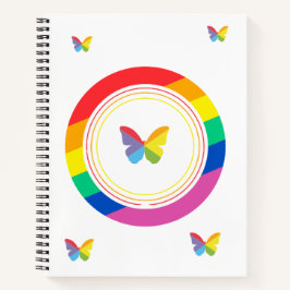 Cuaderno Botón de Orgullo LGBTQ+ Mariposa Arcoíris