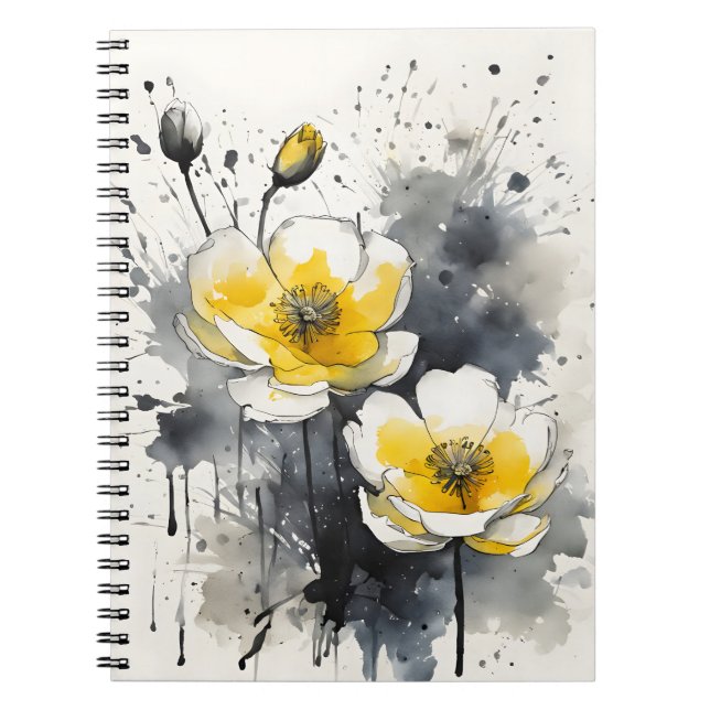 Cuaderno Botón de oro - Flores de acuarela (Frente)