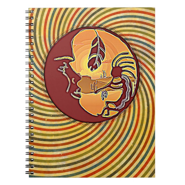 Cuaderno Botón de paisaje - Kokopelli Luna Pluma 1 (Frente)