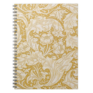 Cuaderno Botón de soltero floral de oro de William Morris