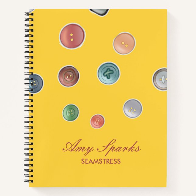 Cuaderno Botones coloridos costurera amarillo (Anverso)