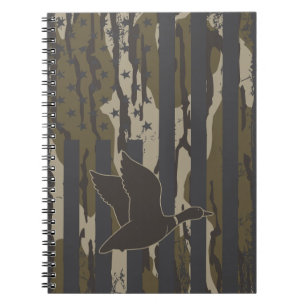 Cuaderno Bottomland Camo Duck Caza Bandera Americana Estado