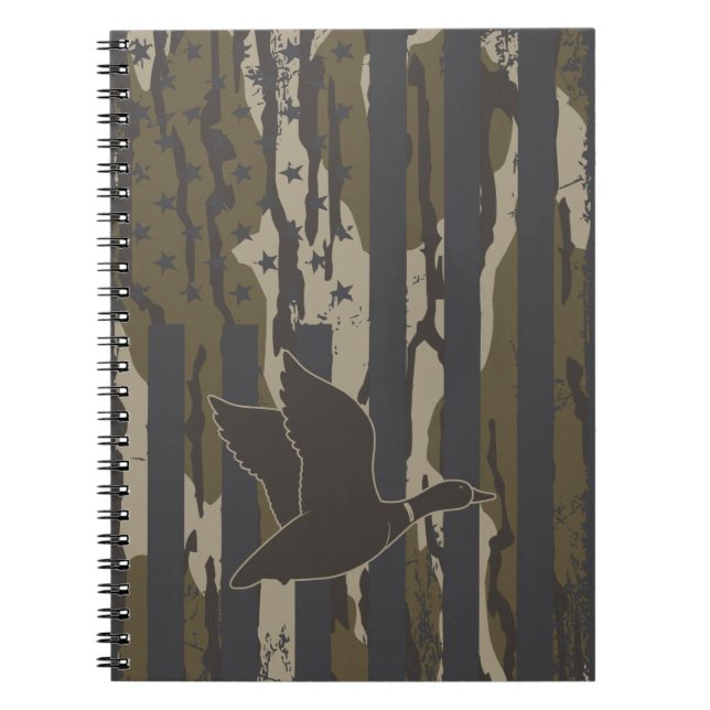 Cuaderno Bottomland Camo Duck Caza Bandera Americana Estado (Frente)