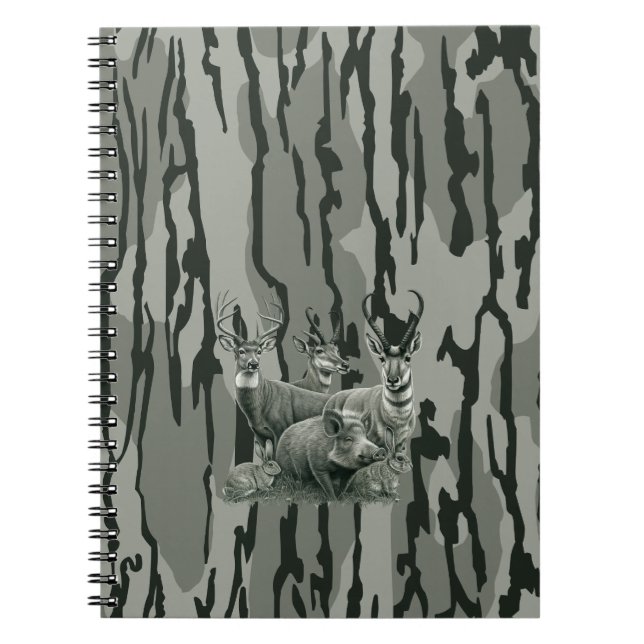 Cuaderno Bottomland Camo Whitetail Deer Mule Deer Pronghorn (Frente)