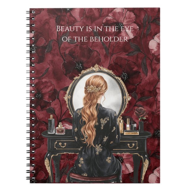 Cuaderno Boudoir Rojo Cabeza Floral Borgoña (Frente)