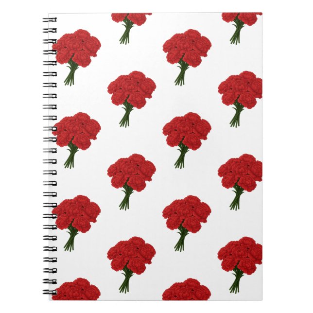 Cuaderno Bouquet de Carnaciones Rojas - Elegante arte román (Frente)