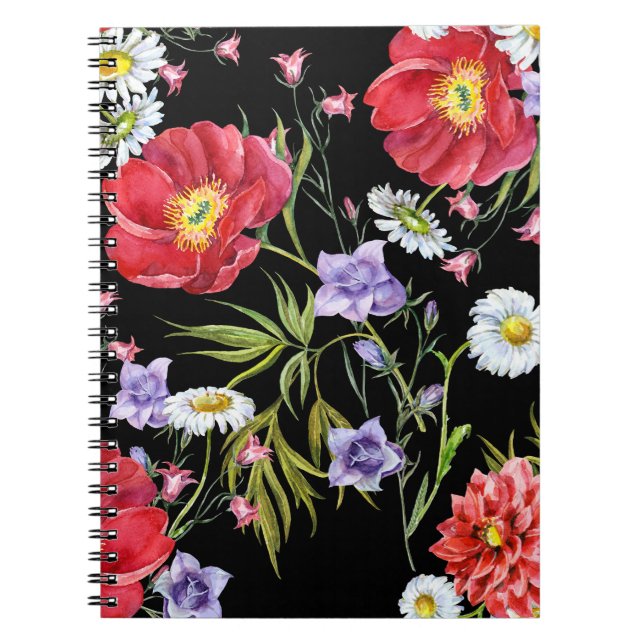 Cuaderno Bouquet de flores acuáticas: patrón sin foco (Frente)