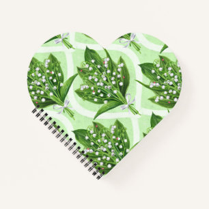 Cuaderno Bouquet de flores de lirio del valle sobre verde