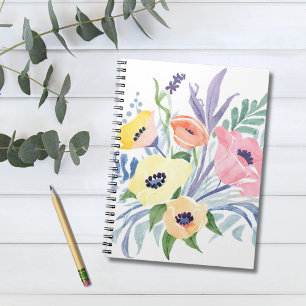 Cuaderno Bouquet de flores de primavera   Acuarela floral d