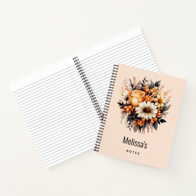 Cuaderno Bouquet de flores grises amarillas naranjas (Interior)