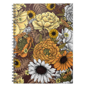 Cuaderno Bouquet de flores - rosas, peonías, daisies y fe