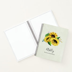 Cuaderno Bouquet de girasol amarillo en acuarela