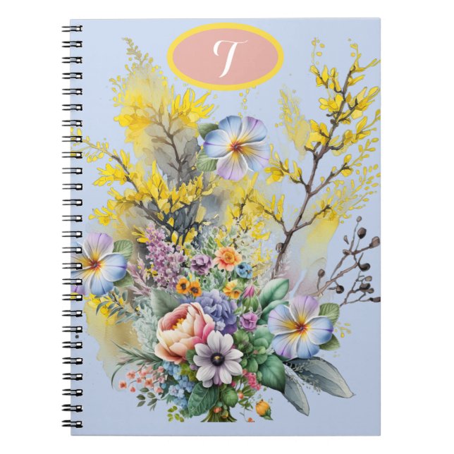 Cuaderno Bouquet de las flores de primavera de la acuarela  (Frente)