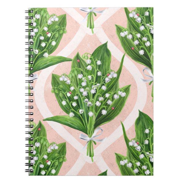 Cuaderno Bouquet de lilas del valle flores en rosa (Frente)